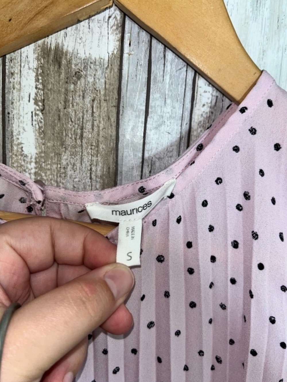 Maurices Polka Dot Pleated Tank Top Small Pink Ruffle Sleeve Feminine Blouse - Picture 3 of 6
